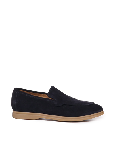 Eleventy Loafers With Suede Logo In Blue