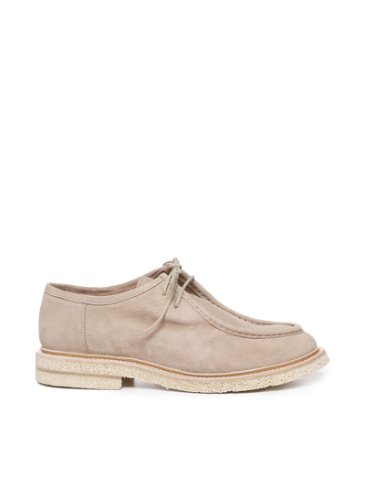 Eleventy Lace-up Suede Derby Shoes In Beige