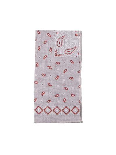 Eleventy Cotton Scarf In Paisley Print In Red