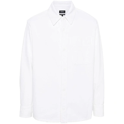 Apc Basile Buttoned Straight Hem Shirt In White