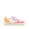 Autry Pink And White 'medalist' Low Top Sneakers In Pink/white