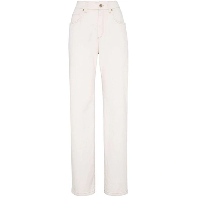 Brunello Cucinelli High-rise Straight-leg Jeans In White