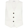 Brunello Cucinelli Herringbone-pattern V-neck Button-down Gilet In White