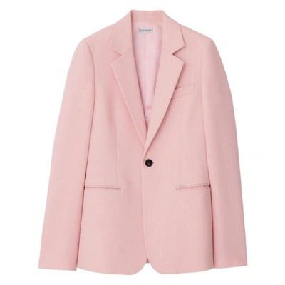 Burberry Slim-fit Wool Blazer Jacket In Pink