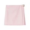 Burberry Wool Miniskirt With Buckle And Fringed Hem In Pink