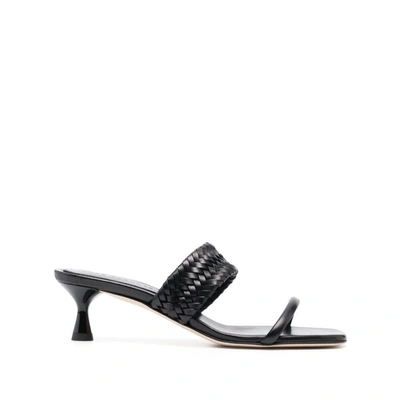 Dear Frances 60mm Interwoven Leather Sandals In Black