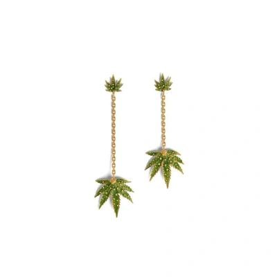 Dsquared2 Leaf-pendant Drop Earrings In Gold/green