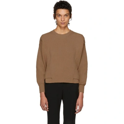 Stella Mccartney Dropped-shoulder Ribbed Knitted Sweater In Camel