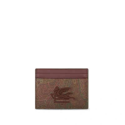 Etro Paisley-print Embroidered Cardholder In Red