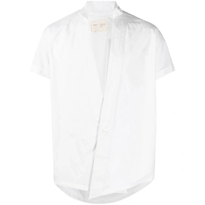 Greg Lauren V-neck Short-sleeve Cotton Shirt In White