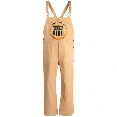 Honor The Gift Logo-embroidered Denim Dungarees In Neutrals
