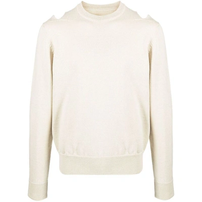 Jil Sander Cut-out Wool Jumper In Neutrals