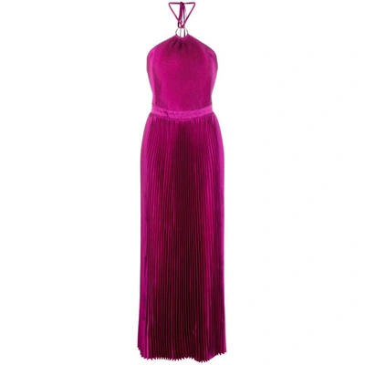 L'idée Pleated Halterneck Dress In Purple