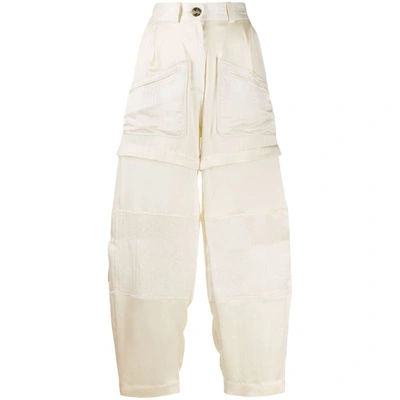 Lanvin Trousers In Beige Silk In Neutrals