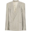 Lemaire Double-breasted Crinkled Blazer In Grey