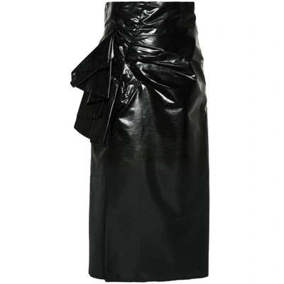 Maison Margiela Bow-detail Pencil Midi Skirt In Black