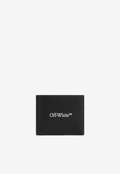 Off-white Leather Bookish Bi-fold Wallet In Black