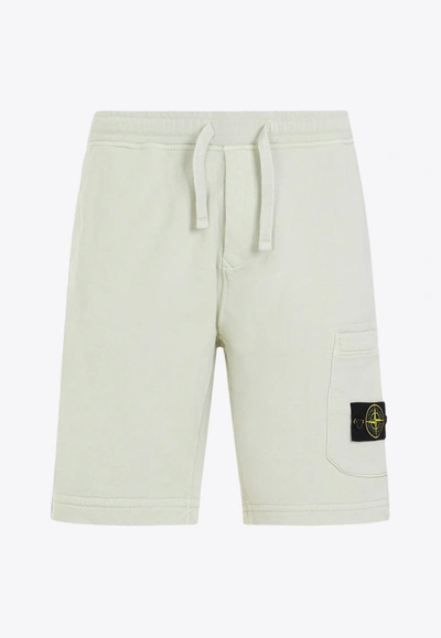 Stone Island Buttoned-patch Bermuda Shorts In Green