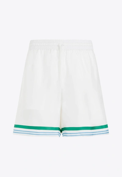 Casablanca Casa Sport Silk Shorts In White