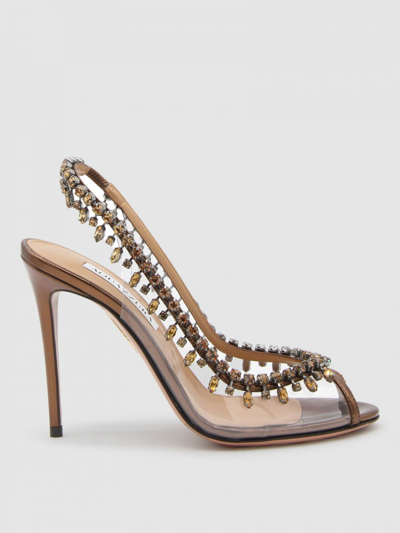Aquazzura Temptation Crystal Decorated With High-heeled Sandals In Multi