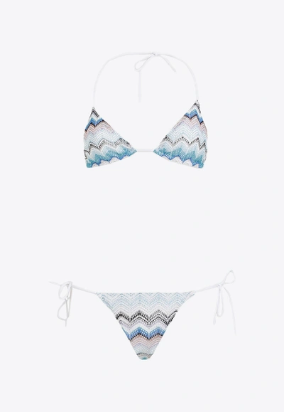 Missoni Multicolour Zig Zag Bikini Beachwear In Sdx Multicolor Blue Tone