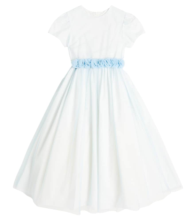 Il Gufo Kids' Floral-appliqué Tulle Dress In Glass