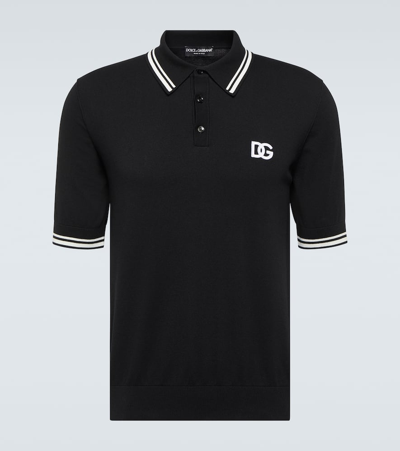 Dolce & Gabbana Logo Stripe-trim Polo Shirt In Black