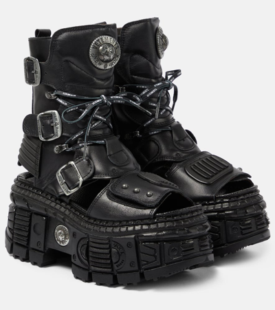 Vetements Leather Platform Boots In Black