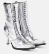 VETEMENTS METALLIC LEATHER ANKLE BOOTS