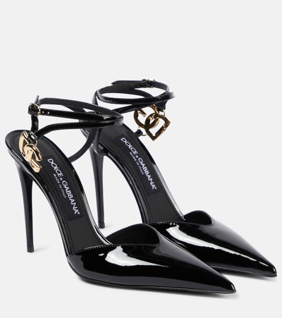 Dolce & Gabbana Patent Leather Slingback Pumps In Black