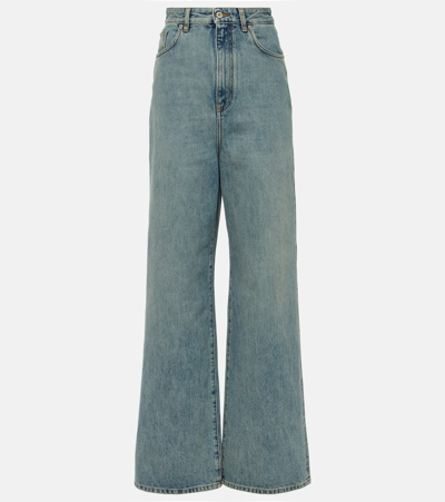 Loewe Loose Leg High-waisted Jeans In Washed_blue