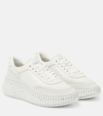 Chloé Nama Leather Sneakers In White