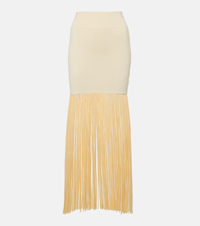 Galvan Nyx Fringed Midi Skirt In White