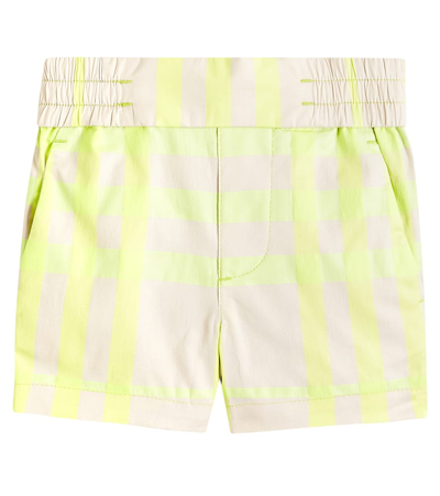 Burberry Kids' Baby  Check Cotton-blend Shorts In Green