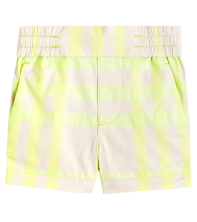 Burberry Baby  Check Cotton-blend Shorts In Green