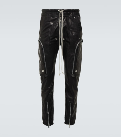 Rick Owens Mid-rise Leather Cargo Pants In Black