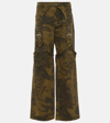 Blumarine Printed Denim Wide-leg Pants In Green
