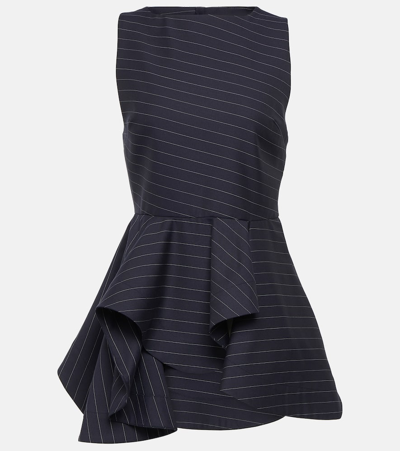 Jw Anderson Sleeveless Wool-blend Peplum Top In Blue