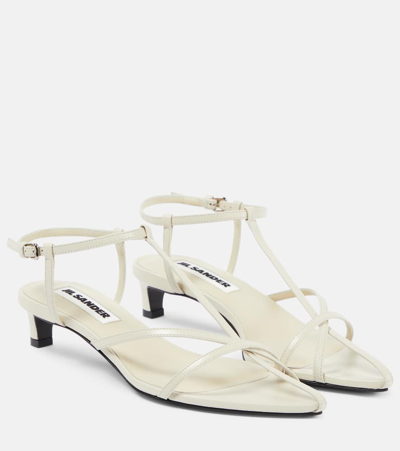 Jil Sander 45 Leather Sandals In Beige