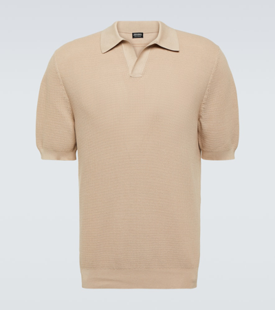 Zegna Cotton Polo Shirt In Beige