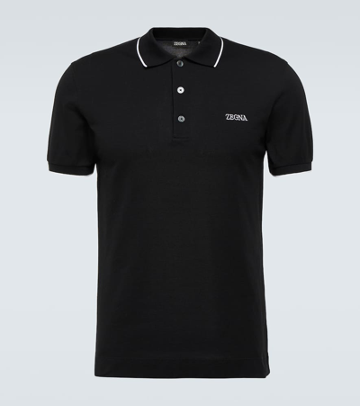 Zegna Cotton-blend Polo Shirt In Black