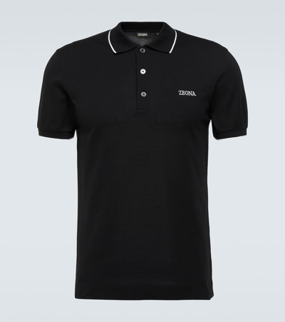 Zegna Polo With Logo In Blue