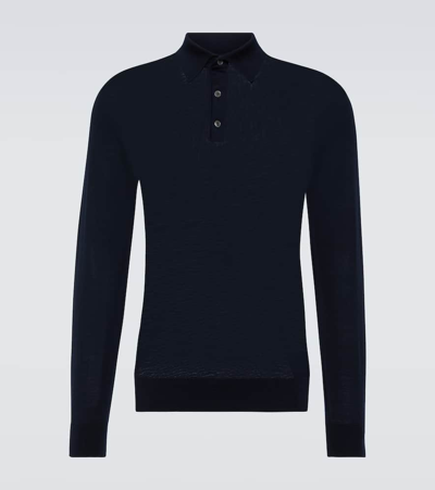 Zegna Wool Polo Shirt In Blue