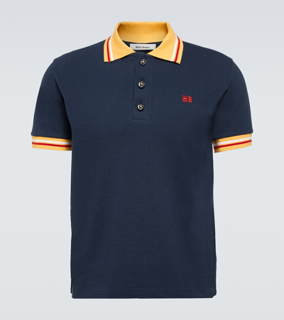 Wales Bonner Sun棉质polo衫 In Navy