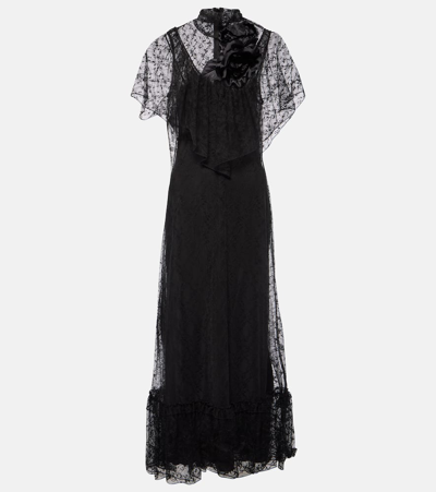 Rodarte Lace-trimmed Midi Dress In Black