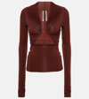 RICK OWENS CUTOUT RUCHED JERSEY TOP