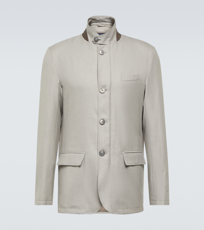 Herno Cotton, Cashmere, And Silk Coat In Grey