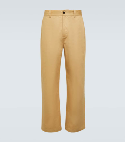 Marni Cotton Gabardine Straight Trousers In Neutrals