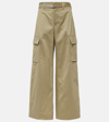 SACAI HIGH-RISE COTTON GABARDINE WIDE-LEG PANTS