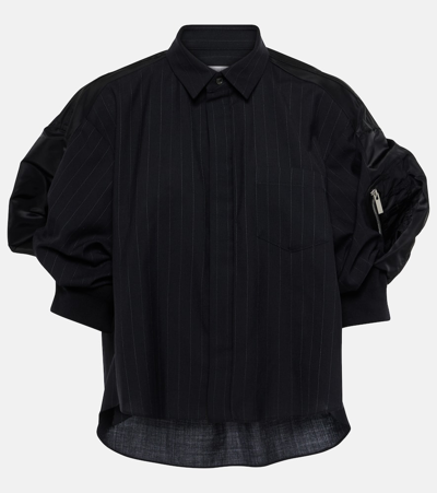 Sacai Chalk Stripe Shirt In Blue